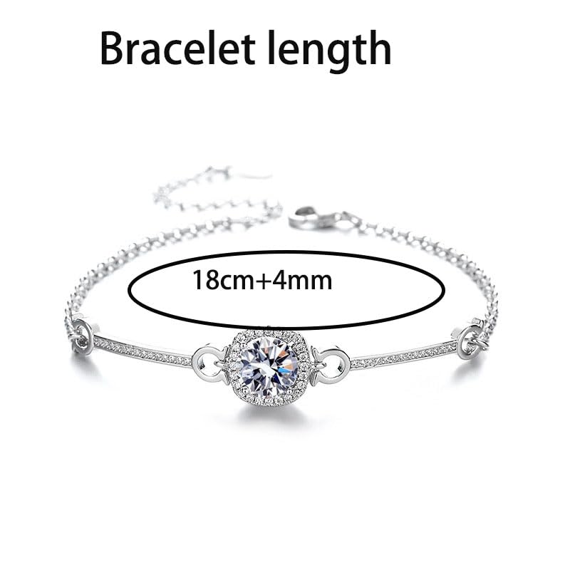 Hadskiss Silver Cubic Zirconia Earrings and Pendant Necklace Link Bracelet Set for Women 14K White Gold Plated Square Wedding Jewelry Sets for Bride Bridesmaid3