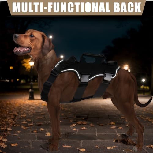 Mapille Hundegeschirr mit Leine,Hundegeschirr mit Griff,mit 3 Griffe und 3 D-Ringen,Reflektierend Atmungsaktiv,Brustgeschirr Hund,für Mittelgroße Große Hunde(M)