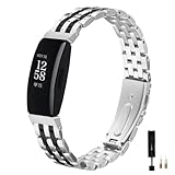 【Design elegante】Fitbit Inspire HR 2 Cinturini in realizzati in acciaio inossidabile di alta qualità. Design elegante per le donne. Date al vostro orologio un aspetto più bello e diverso. L'unico processo di produzione rende l'intarsio di diamante solido e non cadrà. cinturino adatta per 5,2 pollici a 8,8 pollici (140 mm - 230 mm), coprendo la maggior parte degli delle donne.