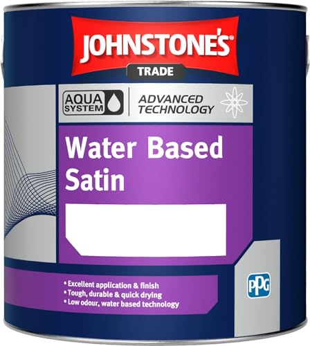 Johnstone’s Trade Aqua Water Based Satin Brilliant White 2.5L with Avenue touch up brush
