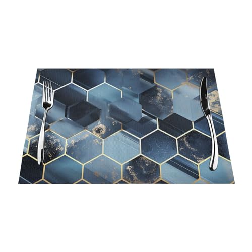 Set de table hexagonal bleu pour embellir vos repas de famille