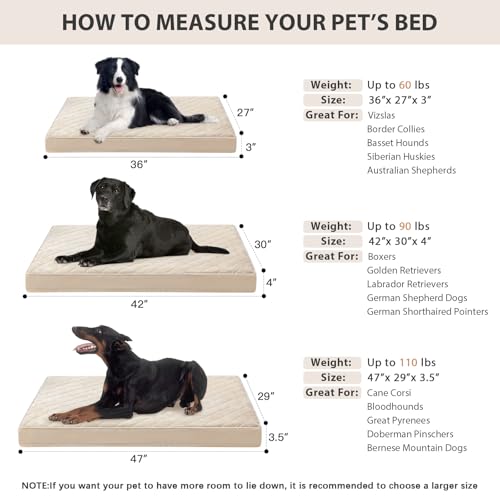 Image of WNPETHOME Orthopedic XL Dog Beds Large Sized Dog, Waterproof Extra Large Dogs Bed with Removable Washable Cover, Multi-Needle Quilting Dogs Crate Bed