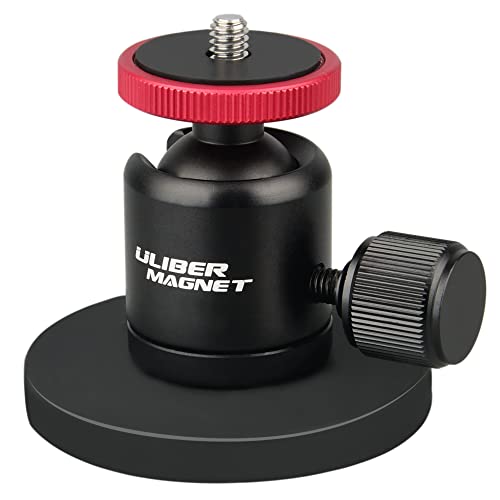 ULIBERMAGNET 60lb Magnetic Camera Mounting Base with Mini Ball Head Super Strong Rubber Coating Neodymium Magnet with 1/4-20 Male Thread Stud for Security Camera.