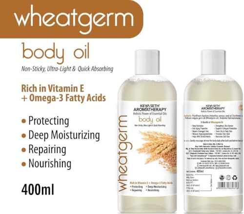 Image of KEYA SETH AROMATHERAPY Wheatgerm Body Oil - Protecting, Deep Moisturizing, Repairing, Nourishing; Non-Sticky, Quick-Absorbing 400ml