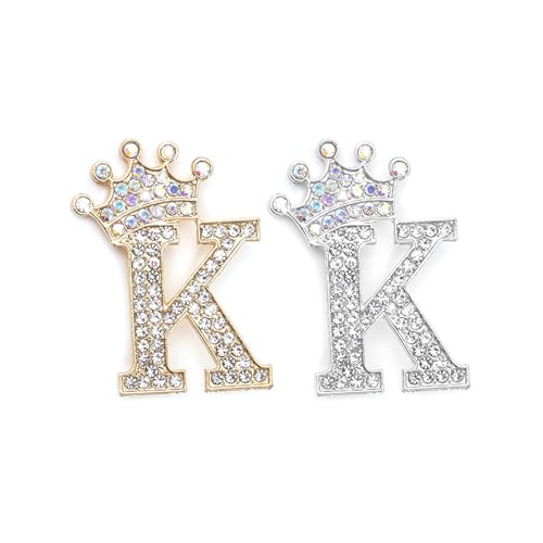 Image of Letter Rhinestone Brooches for Women Gold Silver Initial Crown Lapel Bag Clothing Dress Custom Jewelry Gifts