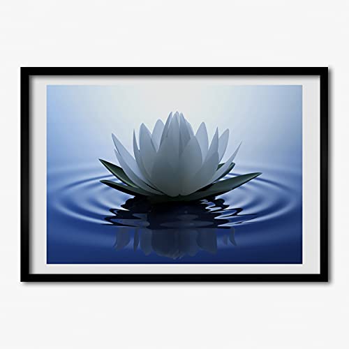 Cadre photo 70x50 cm Tulup en bois MDF avec affiche de nénuphar pour décoration murale