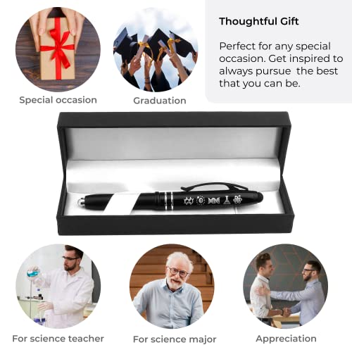 Inkstone Symbols Of Science Engraved Pen W/Light & Stylus Tip - Gifts For Scientists Science Teachers - Molecules, Astronomy, Dna, Chemistry, & Atomic Symbol Engravings #TOP2