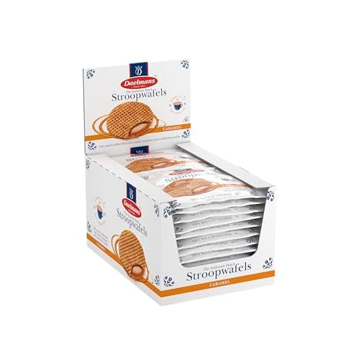 Daelmans Stroopwafel Caramel - The Original Stroopwafels, Toasted Dutch Waffle Cookies with a Creamy & Buttery Filling, Made In Holland, Individually Wrapped - Caramel Cookie Waffles, 24 Count