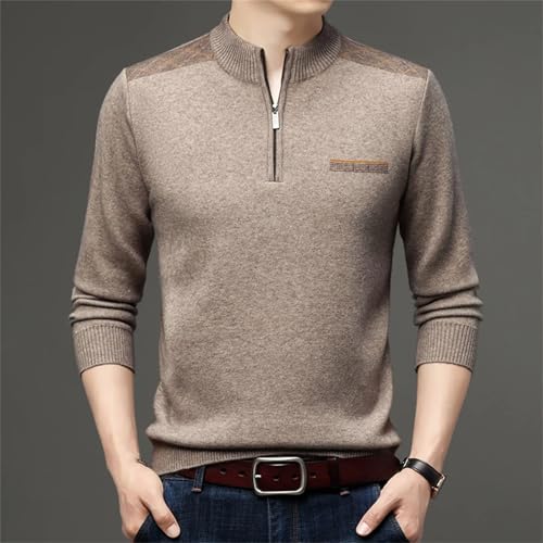 Men Winter Zipper Patchwork Knitting Pullovers Striped Solid Loose Sweaters Vintage Fashion Jumper3