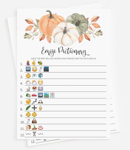 All Ewired Up BAEU6792 50 Baby Emoji Picture Game (50-Cards) Fun Baby Shower Game Activity cover
