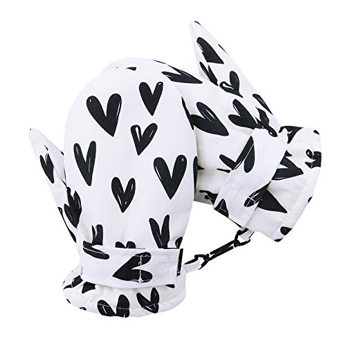 Image of Lined Fleece Toddler Mittens Kids Winter Warm Gloves Child Ski Gloves Waterproof Snow Baby Mitten for Boys Girls White Love M