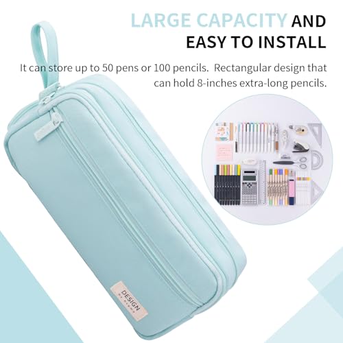 Image of HVOMO Large Pencil Case High Capacity Holder Box Storage bag Desk Organizer Marker Pouch Pen For Middle School Office College Adult Girl and Boy(Green)