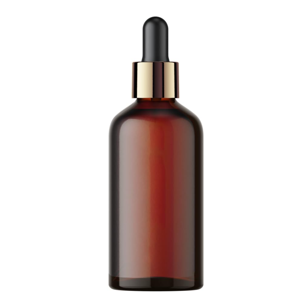 Amber Color Round Empty Glass Bottle With Black Dropper | For Essential Oils, Blends, Diy Skin Care, Cosmetics, Bottle | Refillable Travel Size Cosmetic Container | Single Piece | 100 ml-image-40