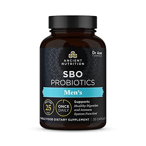 Ancient Nutrition Probiotics for Men, SBO Probiotics Men's Once Daily 30 Ct, for Healthy Digestion and Immune System Function Support, 25 Billion CFUs* Per Serving