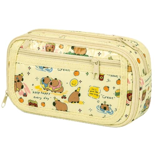 Image of FunBlast Pencil Pouch for Girls- Kawaii Pencil Pouch, Aesthetic Pencil Case Organizer, Large Capacity Stationary Organizer Case, Multipurpose Zipper Pouch for Kids & Adults (Beige)