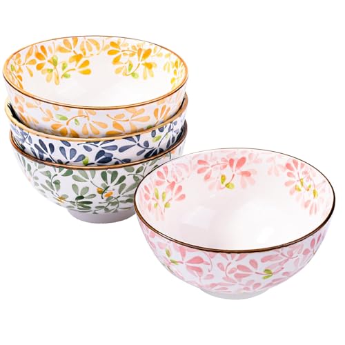 Fignner Set di 4 ciotole per riso in stile giapponese, per zuppa di riso, cereali, farina d'avena (sjh)