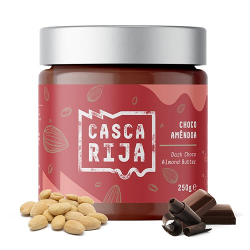 CASCA RIJA: Crema de Almendras con Chocolate Negro 250g | 89,8% Almendras Tostadas + 10% Chocolate Negro + 0,01% Canela Molida + 0,01% Jengibre en Polvo | 100% Cremosa Sin Trozos de Almendras, Vegan