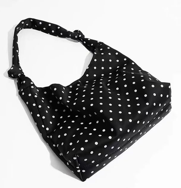 Polka Dot Hobo Bag for Women Satin Tote Tie Handbags Shoulder Purse Large Satchel for Travel Work2
