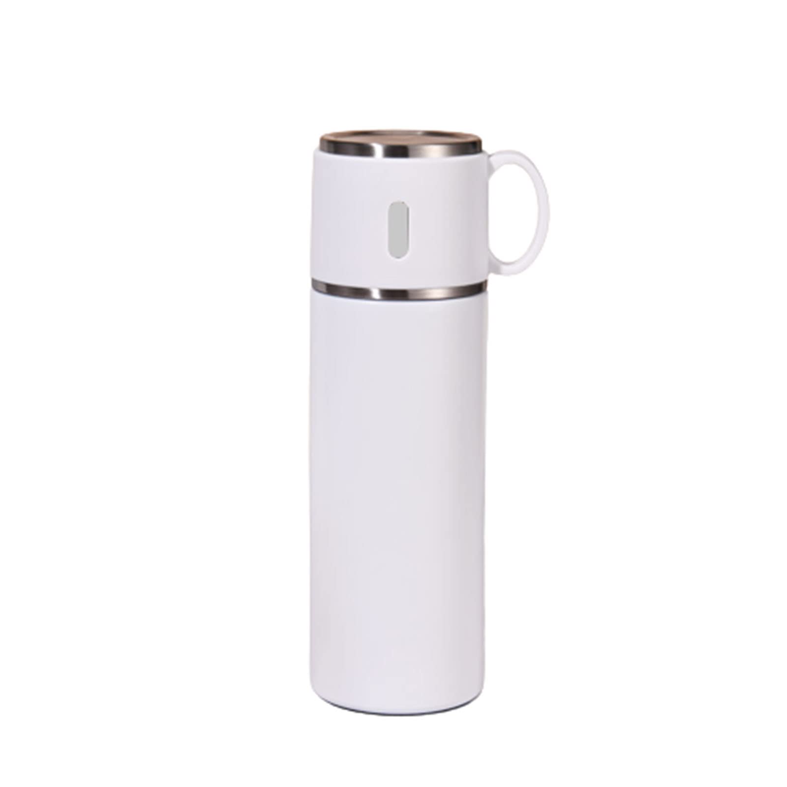 Trinkflasche Wasserflasche Water Bottle Wasser Flasche Thermoskanne Mit Becher Thermosflasche Thermobecher Termoskanne Thermosflaschen Edelstahl Isolierflasche Student Mit Deckel (420ml,White)