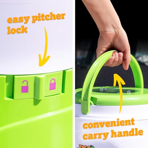 Nostalgia Taco Tuesday Tailgator Margarita Machine - Blender for Smoothies, Margaritas, Daiquiris, and Slushies - White/Lime Green - 128-Ounce - 10" D x 12" W x 9" H