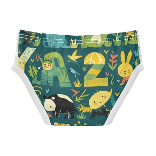 KLL Cute Flat Abc with Jungle Animals Toddler Boy Cotton Boxer Briefs Breathable Undies2