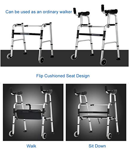 Déambulateur vertical pliable léger avec support axillaire réglable