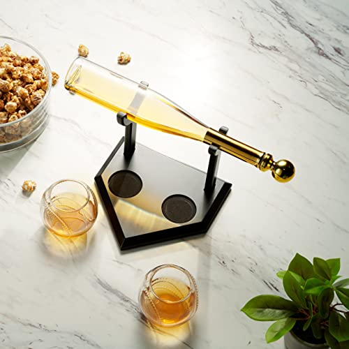 Godinger Whiskey Decanter and Whiskey Glasses Set, Baseball Bat Whiskey Decanter and Baseball Whiskey Glasses Gift Set, Whiskey Gifts Clear - Image 4