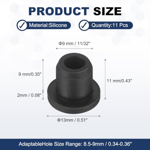 Image of MECCANIXITY 11pcs T-Shaped Silicone Plugs 9mm 11 /32 inch Dia Snap in Plug