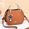 NICOLE & DORIS Sac Bandoulière Rond Femme Sac a Main Petit Sac Besace Mignon Sac Crossbody Tendance Sac à Main Porté Epaule en PU Cuir avec Chat Pendentif Brun #2