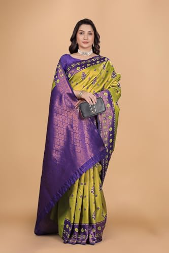 Image of Traditional Banarasi Silk 5.50 Meter Saree With 0.8 Meter Unstitched Blouse Piece For Wedding, Family Function, Festival And Special Occasion