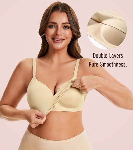 DotVol Women's Wirefree Full Coverage Comfortable Plus Size Everyday T-Shirt Bra4