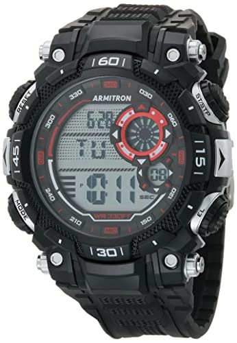 Armitron sport men's digital chronograph resin strap watch, 40/8397, black/red, 40/8397rbk