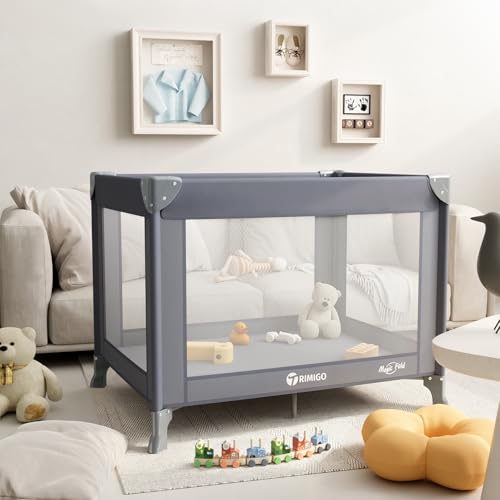 Trimigo - Trimigo Pliable Lit Parapluie Bébé,Mini Parc bébé 99 * 69 * 69cm| Lit Pliant Voyage Léger |Cadeau de Noël pour Jeunes Parents | pour Lits bébé | Parc à Jouer| Inclus Sac de Transport(Gris)
