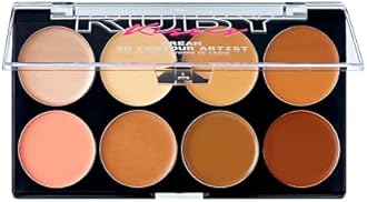 Ruby Kisses 3D Face Creator Cream Foundation & Concealer, 12 Hours Long Lasting, Medium to Full Coverage, Non-Greasy, Ideal for Makeup & Contour Palette (Light Medium)