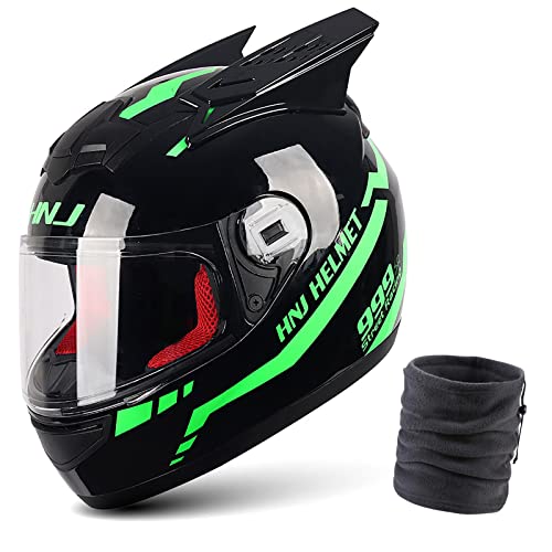 Casque de moto intégral unisexe avec cornes amovibles taille XL
