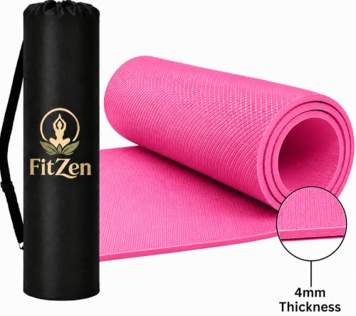 Image of Yoga Mat for Women and Men 6mm with Carry Strap EVA Material Extra Thick Exercise Mat for Workout Yoga Fitness Pilates and Meditation, Anti Tear Anti Slip For Home & Gym Use (Pink, 6mm)