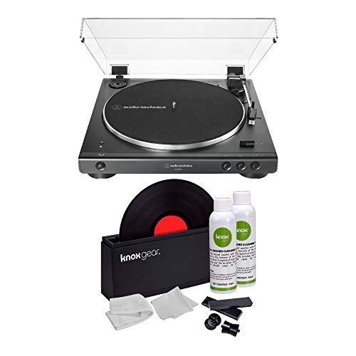Audio-Technica AT-LP60X Bluetooth Fully Automatic Belt-Drive Turntable (Black) with Vinyl Record Cleaning Kit - Les Beatles, Paul McCartney, John Lennon, RIngo Starr, George Harrison Audio-Technica AT-LP60X Bluetooth Fully Automatic Belt-Drive Turntable (Black) with Vinyl Record Cleaning Kit