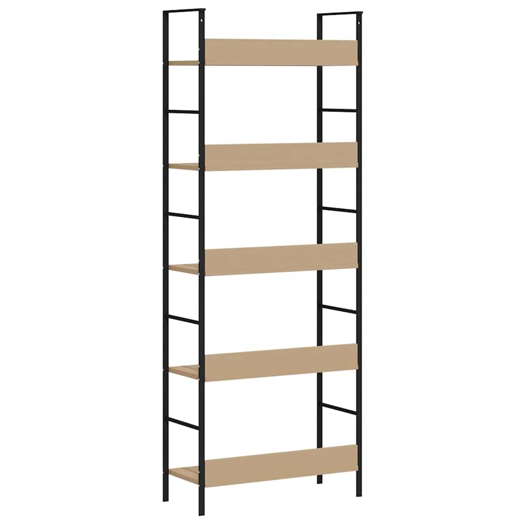 Libreria a 5 ripiani, in legno di rovere, nero, divisorio, altezza 158,5 cm, per soggiorno, ufficio, cameretta dei bambini, decorazione