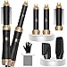 5 in 1 Hot Air Styler, 200 Millions Negative Ionic Hair Styler with Curlers, Straighten, Volumise and Hairdryer Brushes for All Hair Types, Black