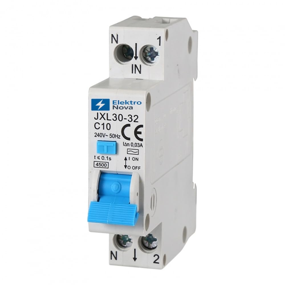 ELEKTRONOVA Interruptor magnetotérmico diferencial 1P+N 10A 4.5kA 30mA - 1 módulos DIN - 220V