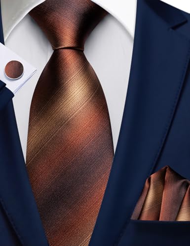 Image of Barry.Wang Plaid Ties Checkered Mens Silk Necktie Handkerchief Cufflinks