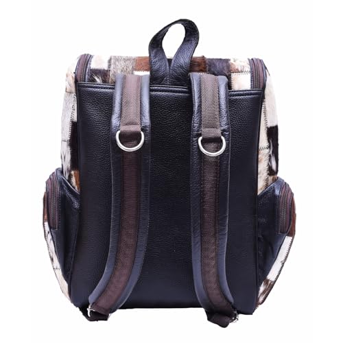 CHAYELL Real Cowhide Backpack for Women Men - Patchwork Hair-On Genuine Full Grain Leather Backpack Laptop Sleeve, 5 Pockets Spacious, Compartment & Sturdy Zippers - Individual Style Cowboy Diaper Bag3