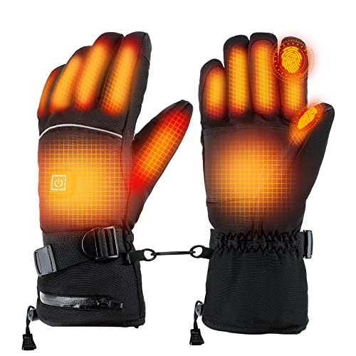 zootop Guantes calentados, impermeables, recargables, 5 V, 4000 mAh, eléctricos, con 3 engranajes ajustables, motocicleta, esquí, pesca, camping, senderismo, color negro