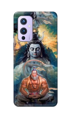 Image of PRINTFIDAA Printed Hard Back Cover Case for OnePlus 9 Back Cover (Lord Shiva and Hanuma) -112