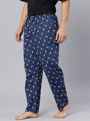 Image of Majestic Man Men's Printed Pure Cotton Lounge Pyjama | Comfort Fit | Elastic Waist with Drawstring | 3 Pockets | Button Closure