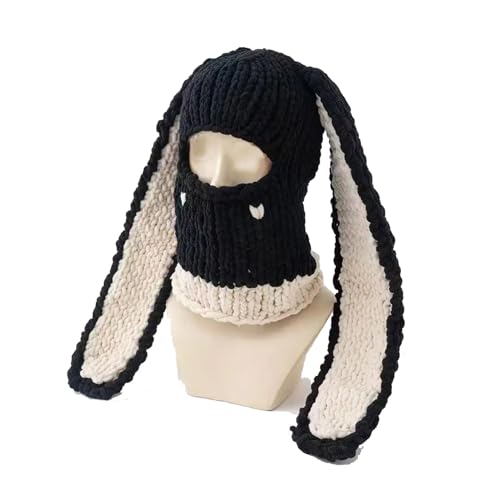 Cute Rabbit Bunny Ear Balaclava Crochet Winter Warm Hat Knitted