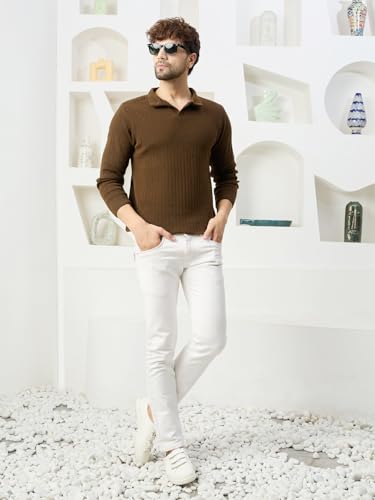 Image of Kvetoo Full Sleeve Winter Wear Woolen Collar Polo Sweater for Men