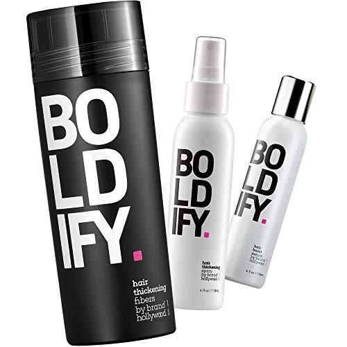 Hair Fiber (Black) + Thickening Spray + Serum: Boldify Nourish & Conceal Bundle