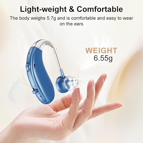 Image of Fastwell F27 Rechargeable Hearing Aids for Adults with Hearing Loss, 360 Degree Rotation Ear Hook, Digital Noise Reduction Ear Machine, Single Ear (Blue) 1-Year Warranty