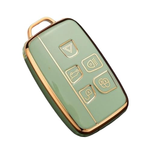 Coque clé voiture Jaguar XE XF XJ en TPU vert avec étui à clés à 5 boutons